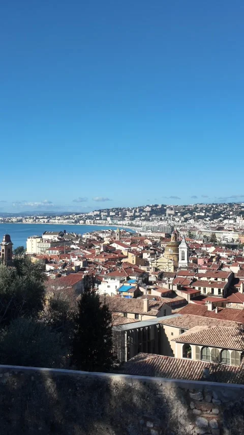 View Over Nice Cityscape and Bay in France Stock Footage 329848000