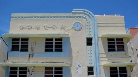 A view over old abandoned building built in Art Deco Style. Stock Footage 152953063
