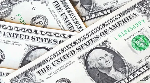 View over one dollar bills Stock Footage 41421724