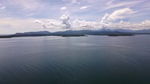 View Over Open Sea Toward Distant Coastline Puerto Princesa Palawan Vídeo Stock 332989561