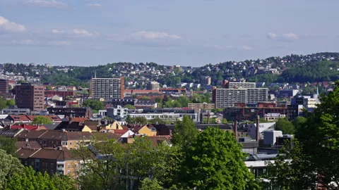 View over Oslo from a high position. Version 1 Stock Footage 275393043