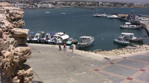 View over Paphos harbor Stock Footage 39833700