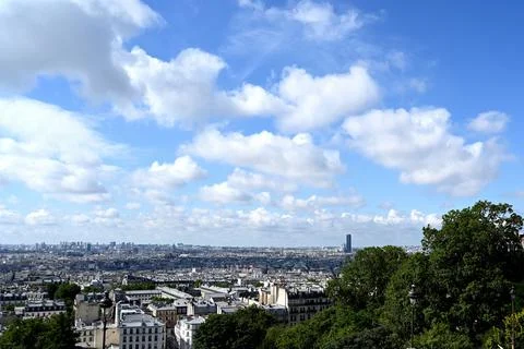 View over Paris and it roofs on a sunny day Foto stock