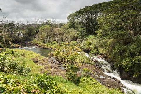 View over Pe'epe'e Falls Stock Photos