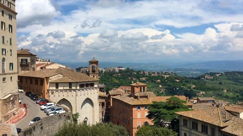 View over Perugia, Italy in springtime Stock Footage 94426229