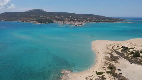 View over Pounda beach near the Submerged city of Pavlopetri, Greece Stock Footage 161088863