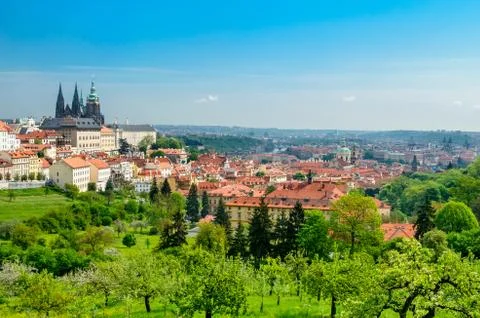 View over prague from strahov monastery Stock Photos