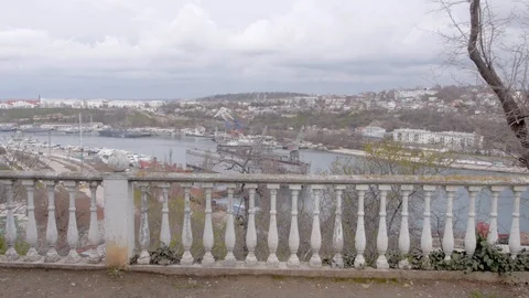 View over the railing on the road on which the transport goes Stock Footage 118971968