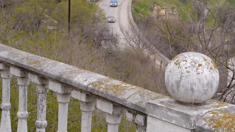 View over the railing on the road on which the transport goes Vídeos de archivo 118971985