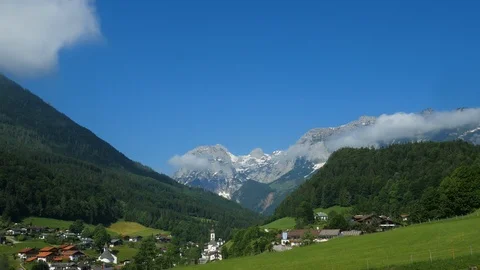 View over Ramsau and the mountains, Germany, Bavaria Stock-Footage 110803321