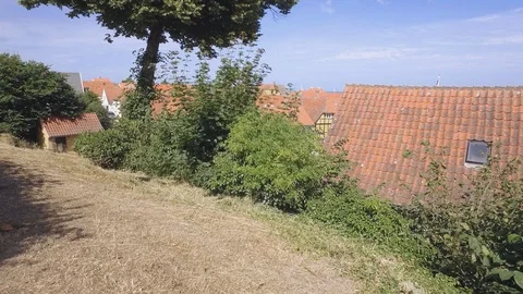 View over the red roofs of Svaneke, Bornholm Stock Footage 102125940