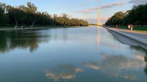 View over reflecting pool and washington monument 1879 Stock Footage 164552982