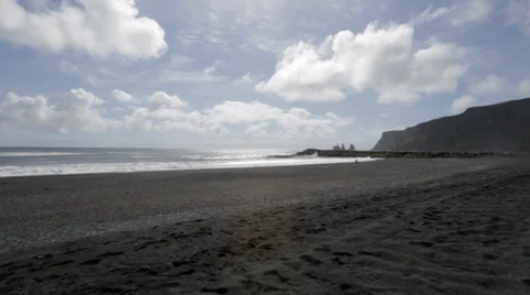View over Reynisfjara beach, Vik, Iceland Stock Footage 39149113