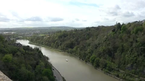 View over River Avon with a small boat on the water Stock Footage 272317451