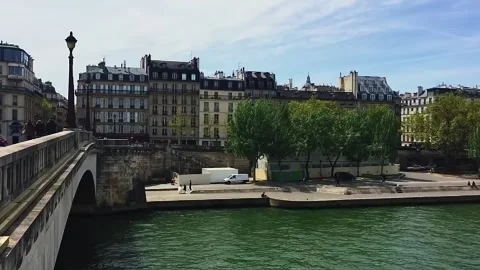 View over river Seine in Paris, France, travel and sightseeing Stock Footage 131265986