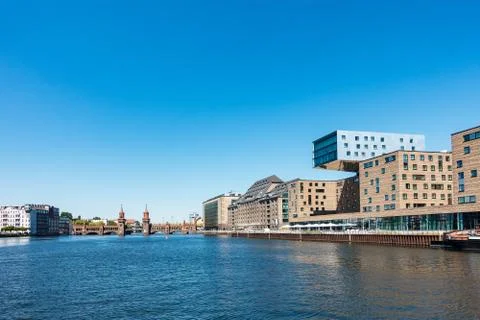 View over the river Spree to Berlin Stock Photos