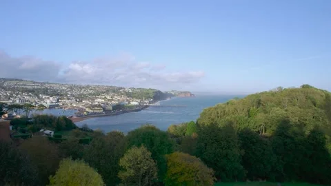 View over River Teign, Shaldon and Teignmouth from a drone, Devon, England Stock-Footage 163771349