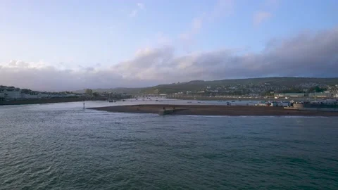View over River Teign, Shaldon and Teignmouth from a drone, Devon, England 库存影片 163803252