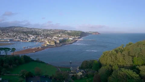 View over River Teign, Shaldon and Teignmouth from a drone, Devon, England 库存影片 163805674