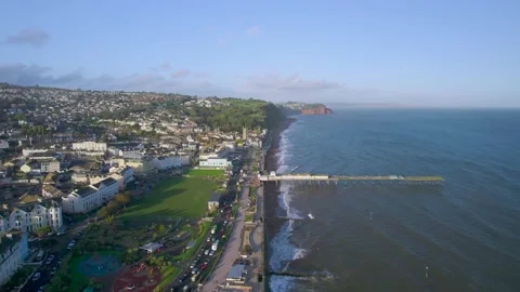 View over River Teign, Shaldon and Teignmouth from a drone, Devon, England 動画素材 163806236