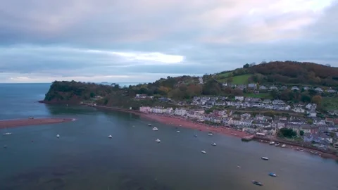 View over River Teign, Shaldon and Teignmouth from a drone, Devon, England Stock-Footage 165632229