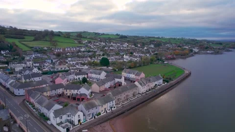 View over River Teign, Shaldon and Teignmouth from a drone, Devon, England Vídeo Stock 166599626