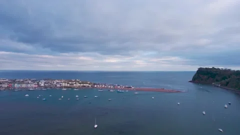 View over River Teign, Shaldon and Teignmouth from a drone, Devon, England Stock-Footage 166600378