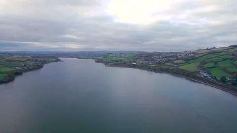 View over River Teign, Shaldon and Teignmouth from a drone, Devon, England Stockbeeldmateriaal 166630712