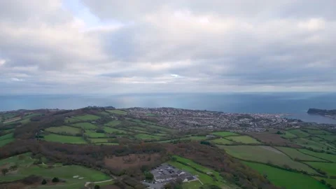 View over River Teign, Shaldon and Teignmouth from a drone, Devon, England Stock Footage 167026229