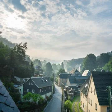 View over the roofs of a small german village or town Stock Photos
