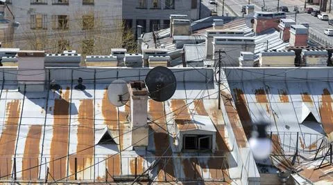 View over the rooftops city of St. Petersburg, Russia. Stock Photos