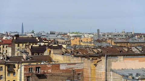 View over the rooftops city of St. Petersburg, Russia. Stock Photos