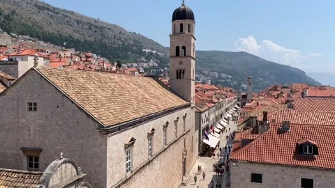 View over rooftops from City Wall in Dubrovnik old town Stock Footage 137451983