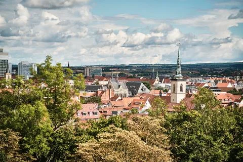 View over the rooftops of the German city of Erfurt Stock Photos