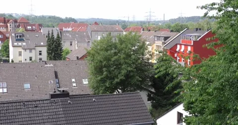 View over the rooftops: Hauses and Landscape Stock Footage 269498989