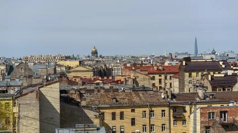 View over the rooftops of the historic center of St. Petersburg, Russia. Stock Photos