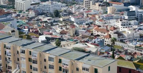 View over the rooftops of the old town in Gibraltar Stock Photos