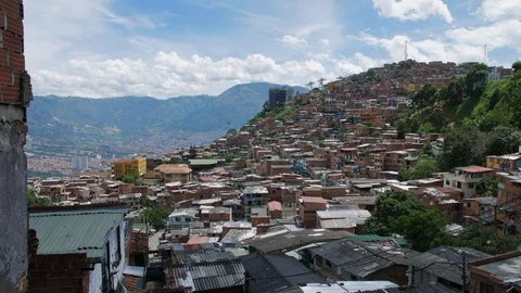 View over Santo Domingo, Medellin, Colombia Stock Footage