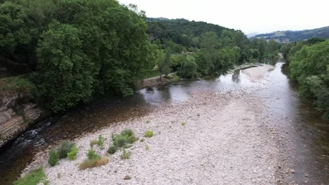 View over the Sella River in  Spain, during the dry season - 356 Stock Footage 310795552
