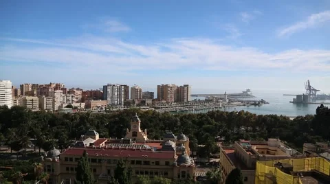 A view over the skyline of Malaga Stock Footage 46082055