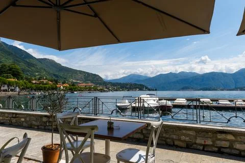 View over small marina Como lake Stock Photos
