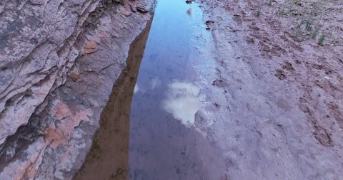 View over small stream in the desert Stock Footage 93723547