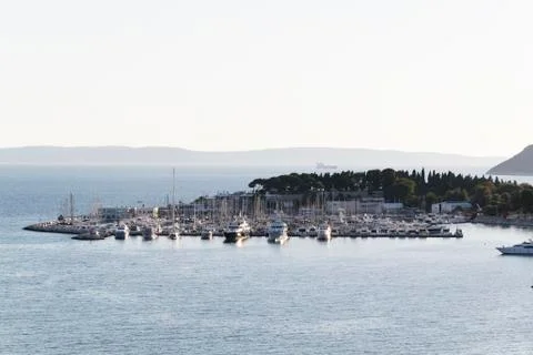 View over split harbour from the st dominus cathedral, croatia Stock Photos