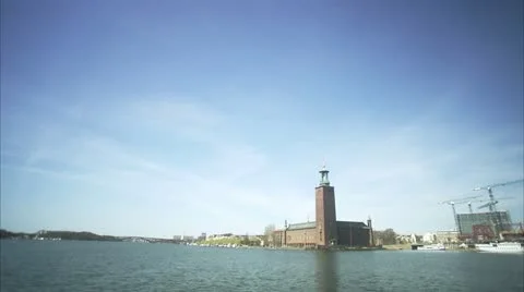 View over Stockholm City Hall Stock Footage