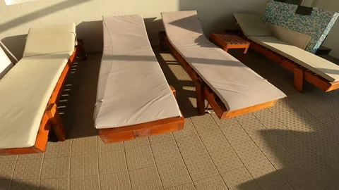 A view over sun beds at Ozren Thermal Baths in Petrovo. Stock Footage 220577280