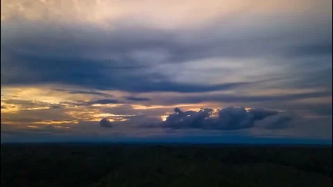 View over sunset over Amazon river with rainforest in Ecuador timelapse Stock Footage 217416184