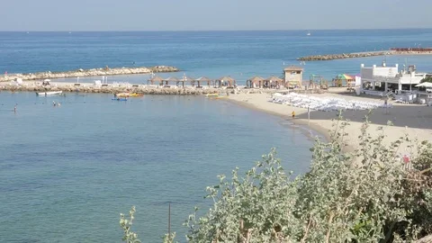 View over Tel Aviv Hilton beach Vídeo Stock 80634185