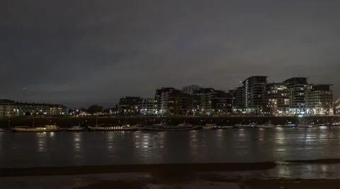 View over Thames at Night Stock Footage 60446695