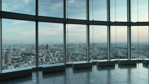 View over Tokyo Observation Deck Mori Tower 4K no camera move Stock Footage 221377851