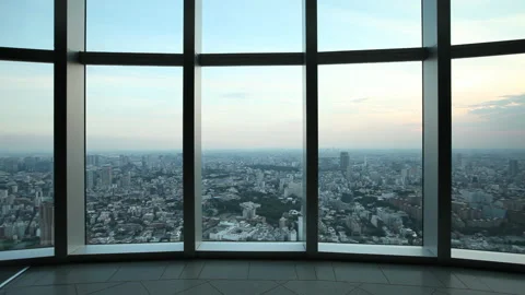 View over Tokyo Observation Deck Mori Tower 4K pan from left to right Stock Footage 221377873